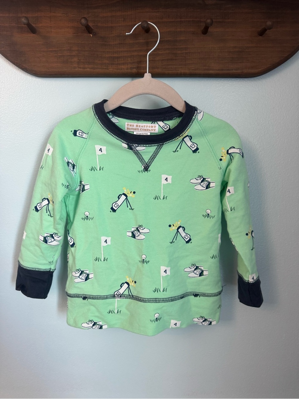 The Beaufort Bonnet Company Mint Green Golf-Print Long Sleeve Tee